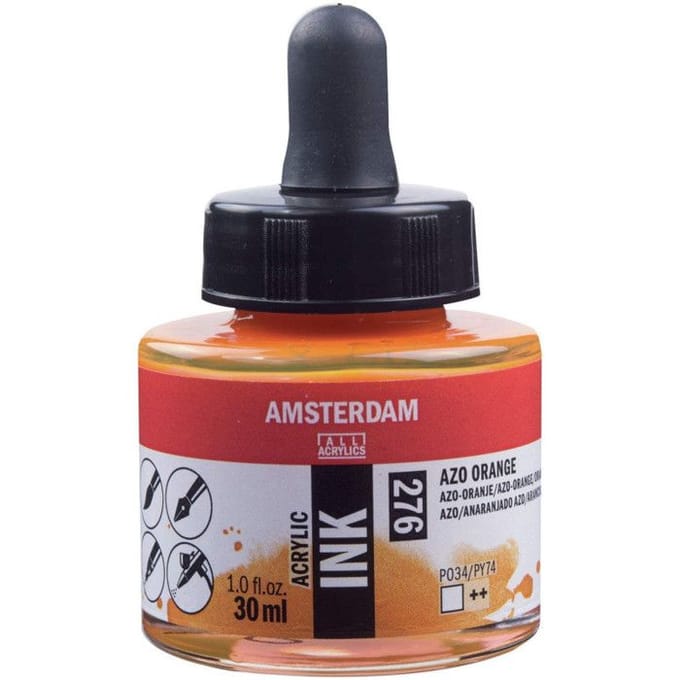 Flacon encre acrylique Acrylic Ink Amsterdam 30ml orange azo orange