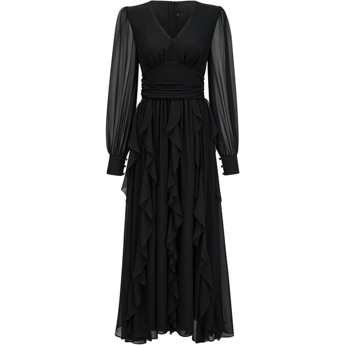 Jurk V-hals Lange Mouwen Hoge Taille Slank Jurk High-end Damesjurk L