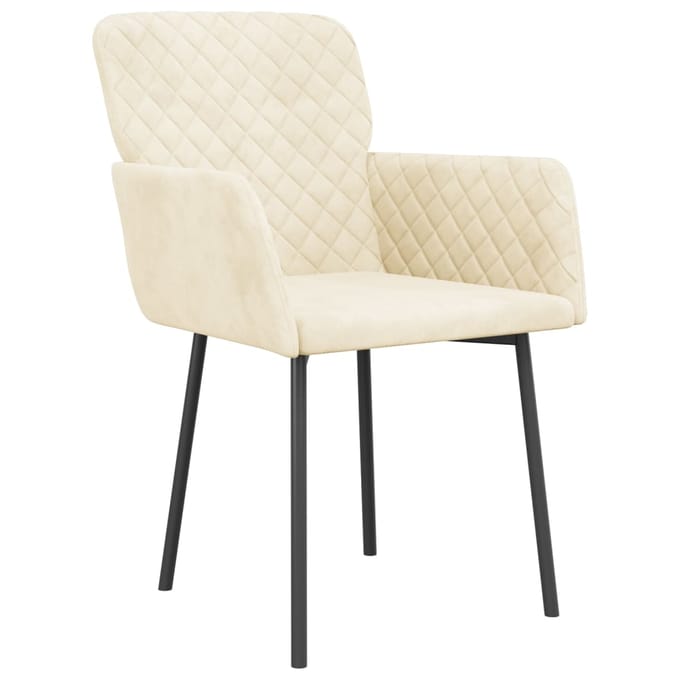 vidaXL - Eetkamerstoelen - 2 - st - fluweel - crèmekleurig