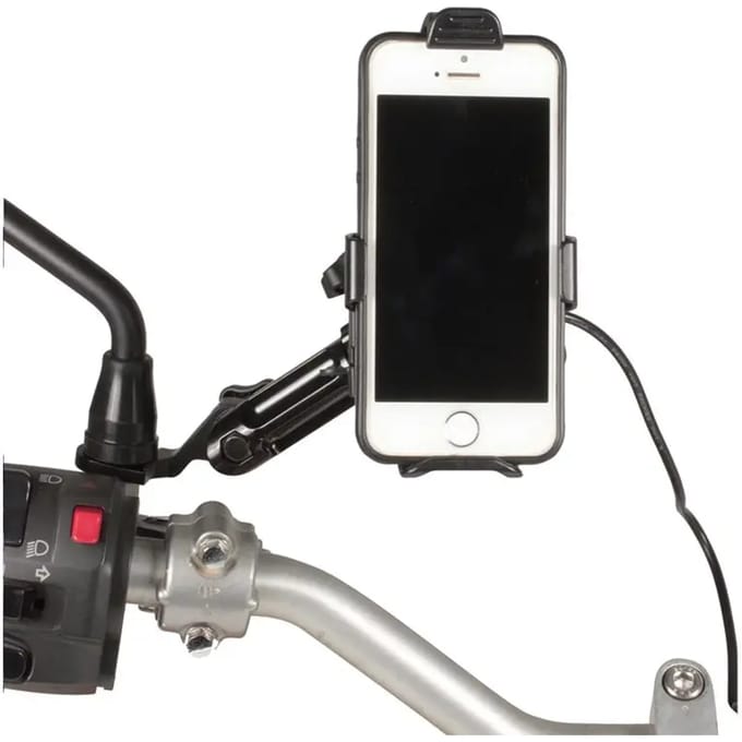 Motor smartphone houder met oplader op achteruitkijkspiegel schroef Chaft