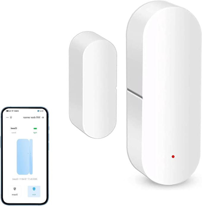Slimme Deursensor voor Thuisveiligheid: Draadloze Deur- en Raamcontactsensor met Directe App-meldingen, Compatibel met Alexa en Google Assistant (1 stuk)