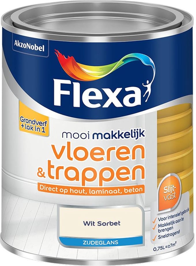 Flexa - Mooi Makkelijk Vloeren & Trappen Zijdeglans - Wit Sorbet - Mengverf - 750 Ml