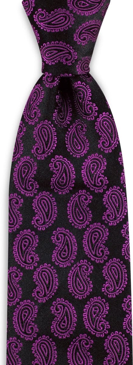We Love Ties - Stropdassen - Stropdas Paisley - zwart / fuchsia