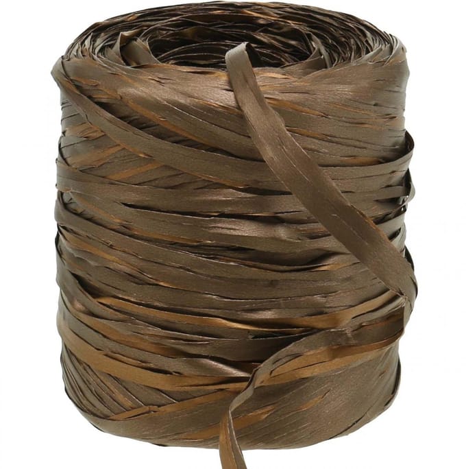 Raffialint bruin bicolor cadeaulint decoratief lint 200m