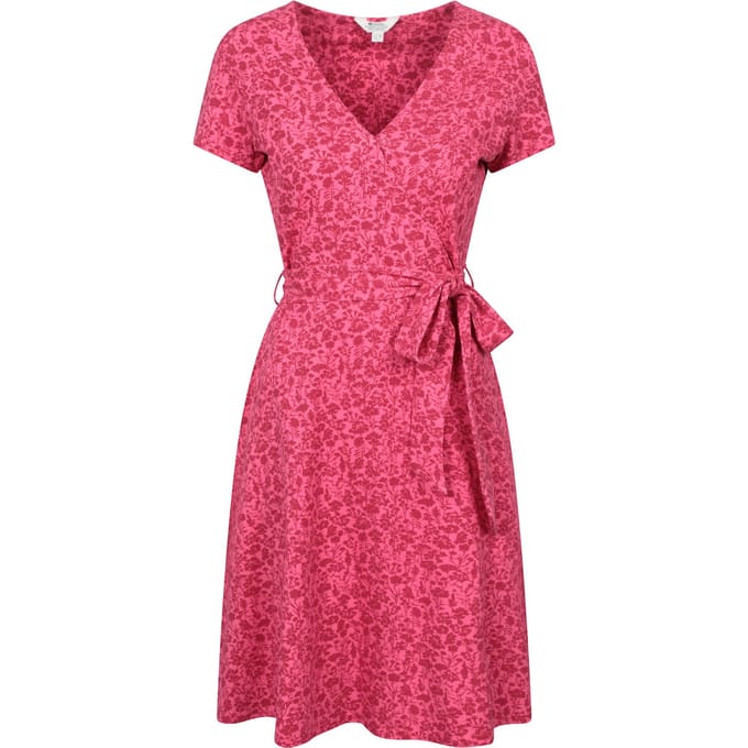 Mountain Warehouse Dames Santorini Bloemen Jersey Wikkeljurk (Rood)