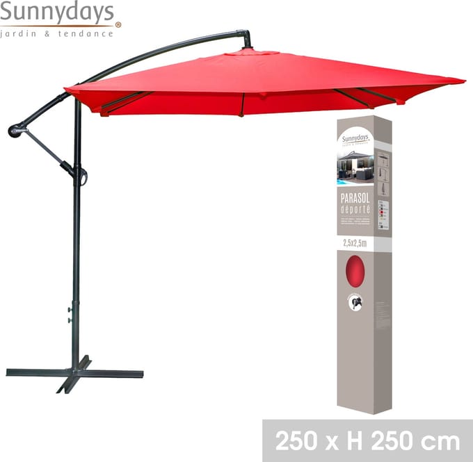 RODE VIERKANTE GEDEPORTEERDE PARASOL 250X250CM 180GR CANVAS