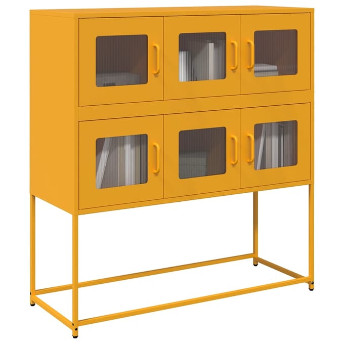 vidaXL - Dressoir - 100,5x39x107 - cm - koudgewalst - staal - mosterdgeel