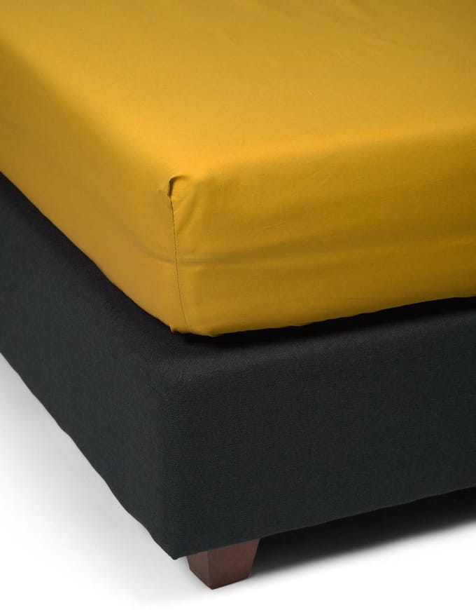 ESSENZA Premium Percale Hoeslaken Mosterdgeel - 180x200