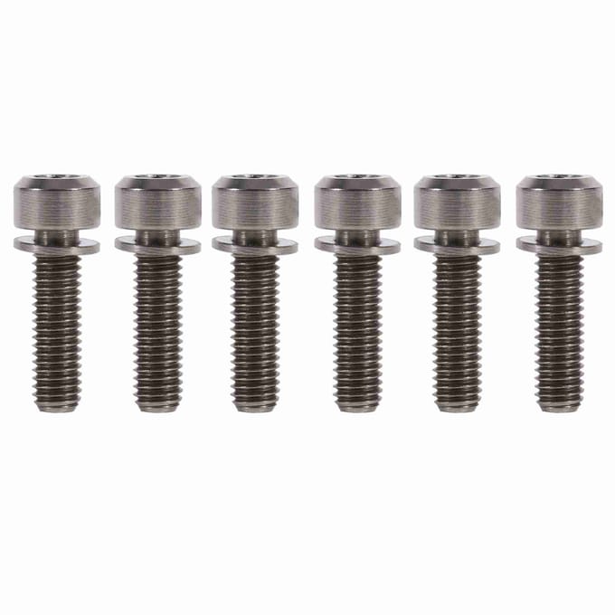 6pcs Titanium Alloy M5 x 18mm Bolts Screw With Washers Set For MTB Bicycle Stem Titanium gray