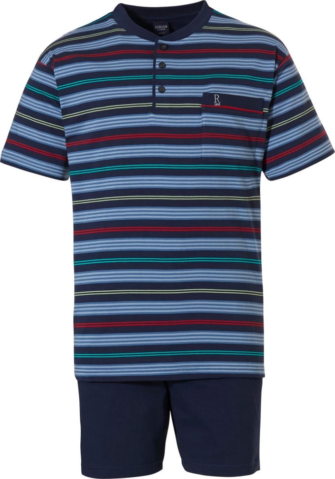 Robson Heren Shortama - Strepen - Blauw - Maat XL