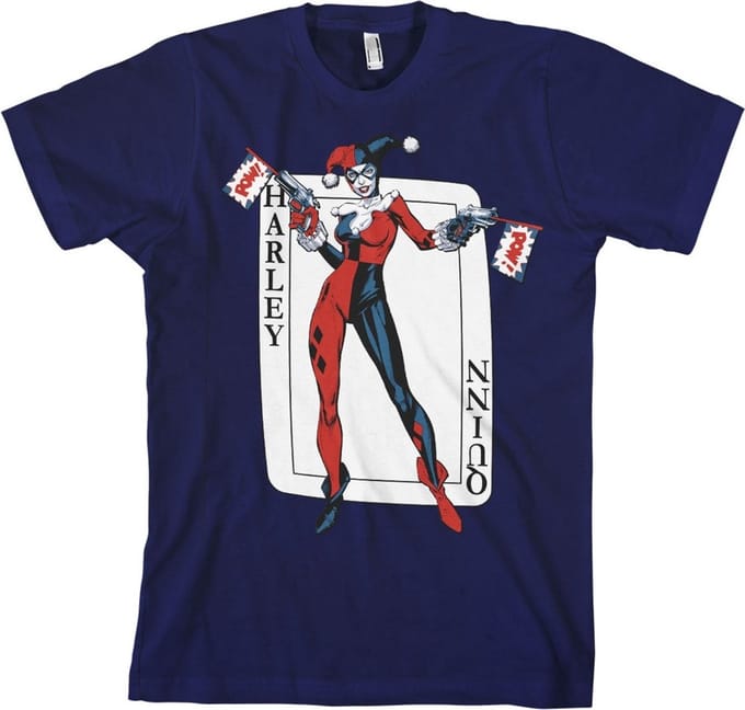 DC Comics Batman Heren Tshirt -XL- Harley Quinn Card Games Blauw