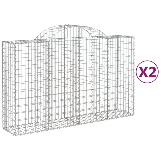 vidaXL - Schanskorven - 2 - st - gewelfd - 200x50x120/140 - cm - ijzer