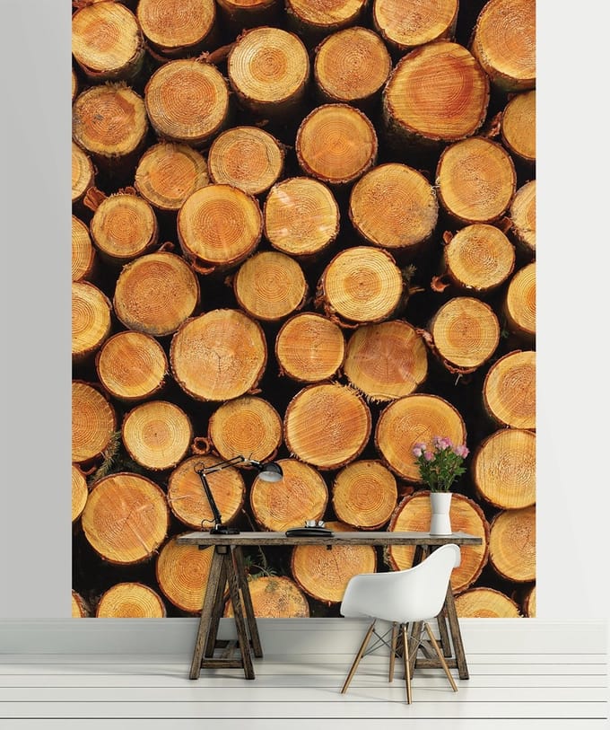 Wood Texture Logs Nature Photo Wallcovering