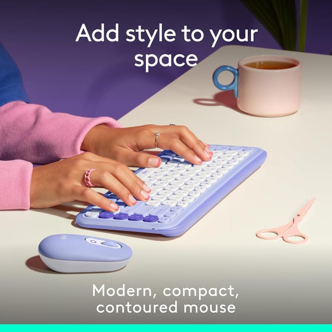 Logitech POP MOUSE Draadloze Muis Bluetooth Muis Hoge Uitstraling Kantoor Muis roze