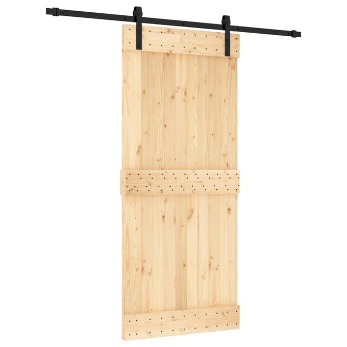 vidaXL - Schuifdeur - 90 - x - 210 - cm - Massief - Pine - Hout - (Onbehandeld)