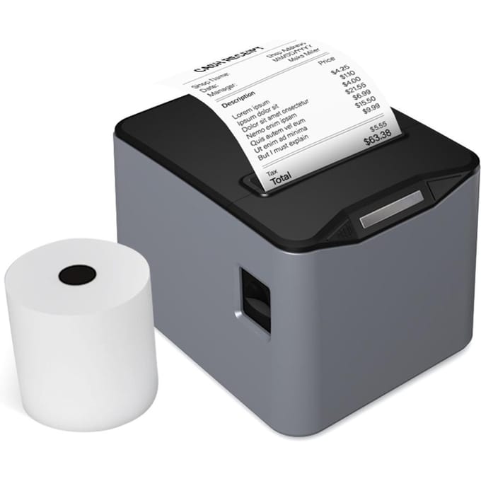 Bisofice thermische bonprinter 80 mm desktop direct thermisch afdrukken USB + LAN-verbinding hoge snelheid US PLUG grijs