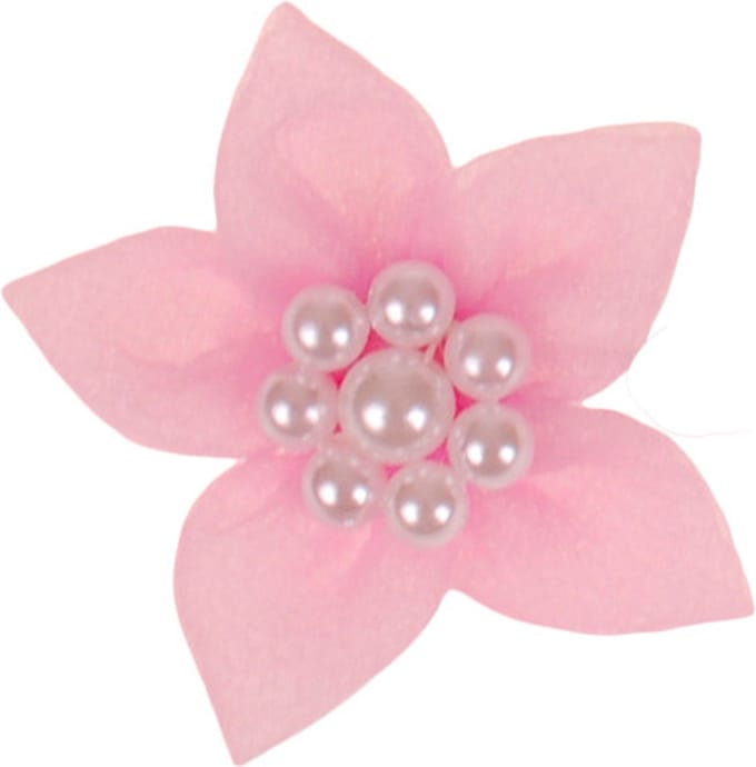Haarklemmetje Bloem Roze Organza met Pareltjes - 5cm
