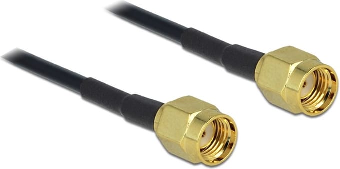 Delock WiFi-antenne Aansluitkabel [1x RPSMA-stekker - 1x RPSMA-stekker] 0.32 m Goud, Zwart
