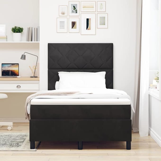 vidaXL - Boxspring - bed - met - hoofdeinde - Zwart - 120 - x - 200 - cm - Fluweel