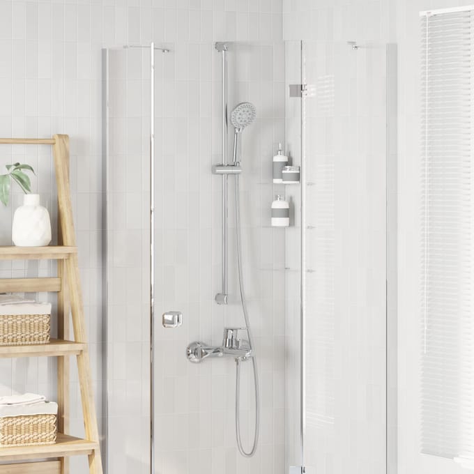 Ensemble Système de Douche Chrome 100 cm Acier Inoxydable