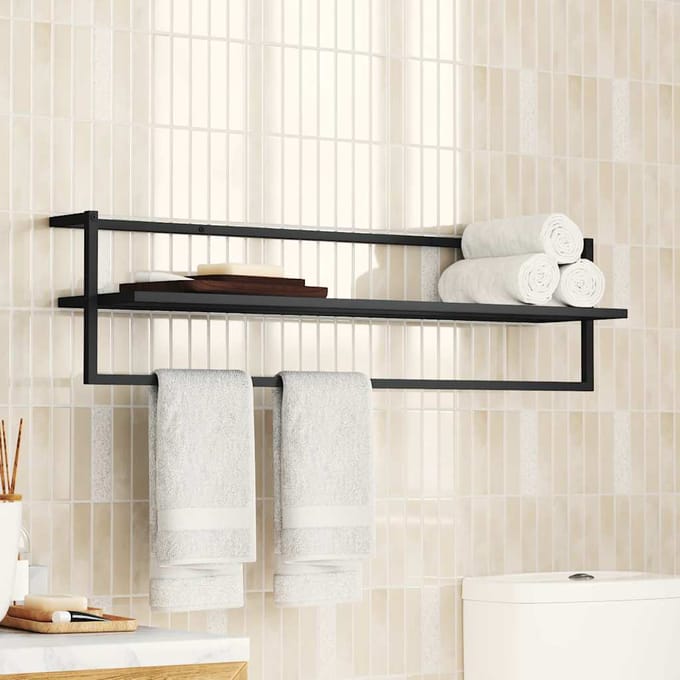 vidaXL - Handdoekenrek - 95x25x22 - cm - ijzer - zwart