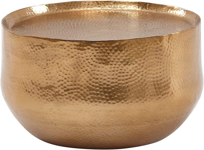 Ronde salontafel Goud 60x60 cm - Oosters Design met Hamerstructuur
