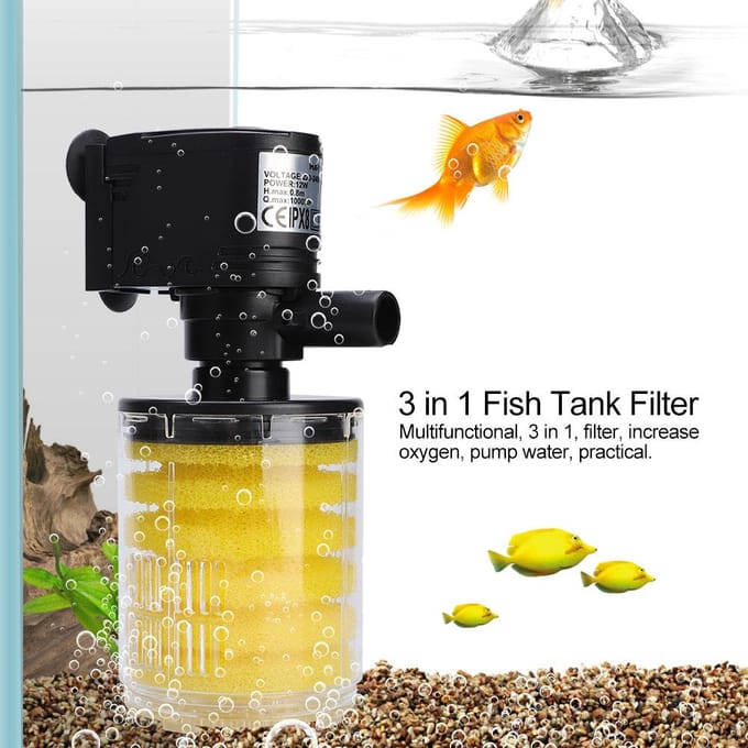 3 in 1 Filter Filtering Zuurstof Beluchting Pomp Water voor Vis Tank Aquarium black