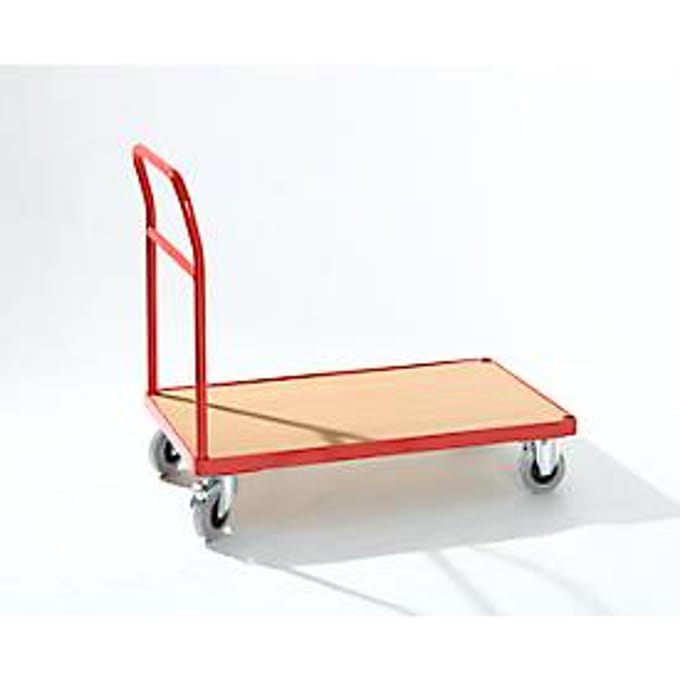Plateauwagen met duwbeugel, 850 x 500 mm
