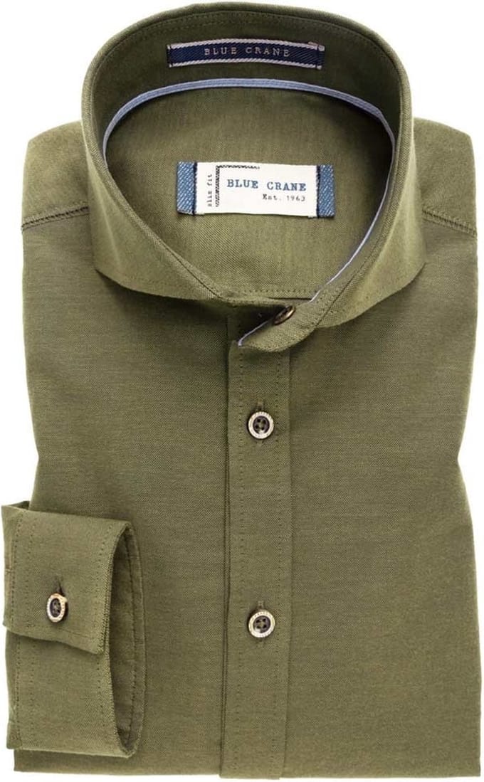 Blue Crane by Ledûb casual oxford shirt groen mouwlengte 7