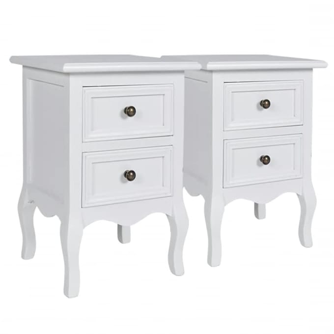 vidaXL - Nachtkastjes - met - 2 - lades - 4 - st - MDF - Wit