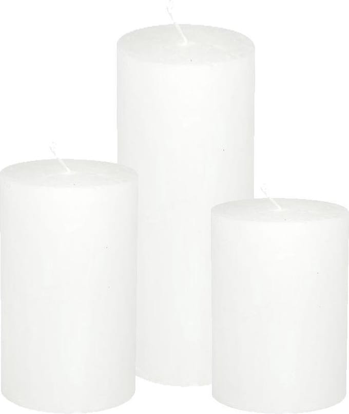 Cactula set van 3 stompkaarsen Wit 7x10 / 7x15 / 7x20 Extra lange branduren