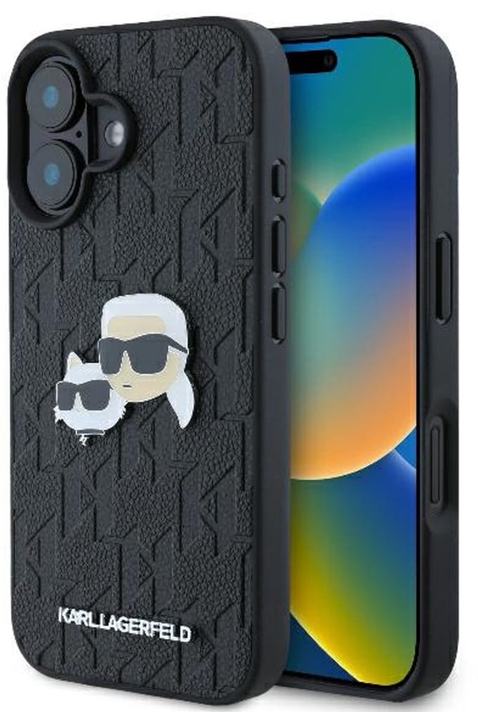 Karl Lagerfeld Monogram Serie - Hardcase Etui - iPhone 16 - Zwart - Uniek Ontwerp