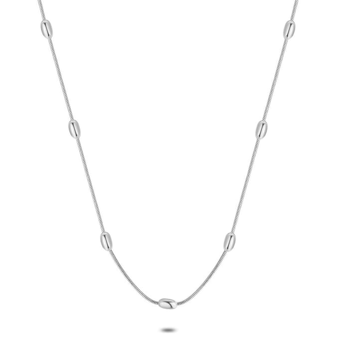 Twice As Nice Halsketting in edelstaal, ovalen, slangketting 40cm+5cm