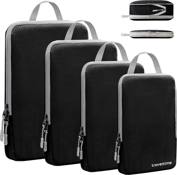 Traveltime Koffer Backpack Organizer set - Compressie Packing Cubes - Backpack Compression Cube - 4-delig Organizer Set