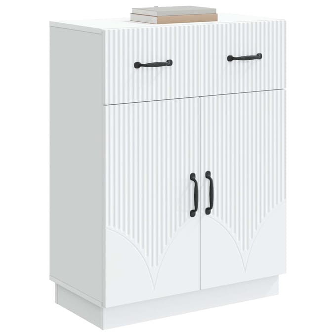 vidaXL - Dressoir - Wit - 66 - x - 34,5 - x - 87 - cm - Bewerkt - hout