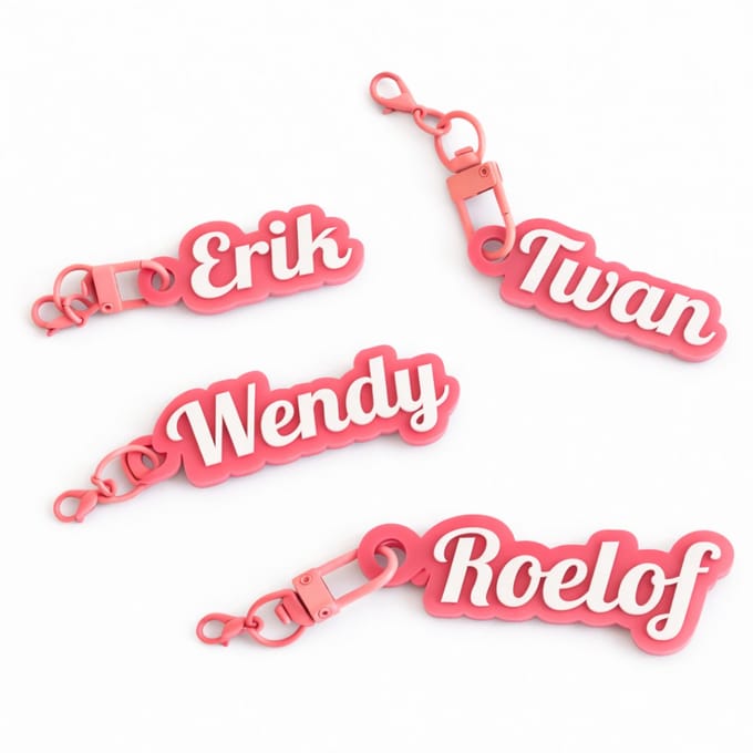 Sleutelhanger met naam - Kleur Roze - Lobster Font - Script - Gepersonaliseerd cadeau