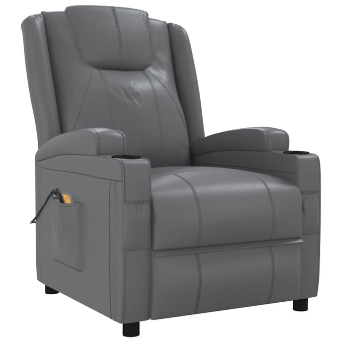 vidaXL - Massagestoel - elektrisch - kunstleer - antracietkleurig