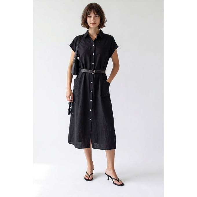Geveste Midi Overhemdjurk