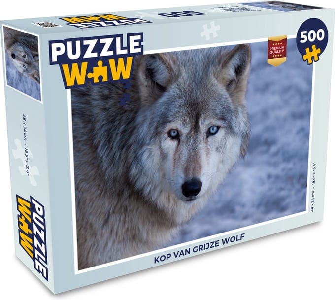 Puzzel Kop van grijze wolf - Legpuzzel - Puzzel 500 stukjes