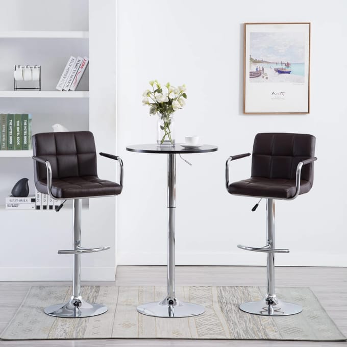 vidaXL - Barstoelen - 2 - st - kunstleer - bruin