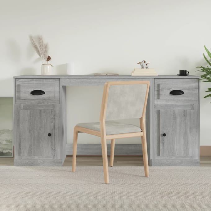 vidaXL - Bureau - met - kast - bewerkt - hout - grijs - sonoma - eikenkleurig