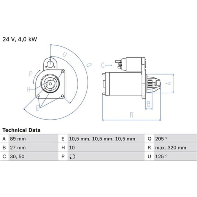 Starter BOSCH 0 986 021 190
