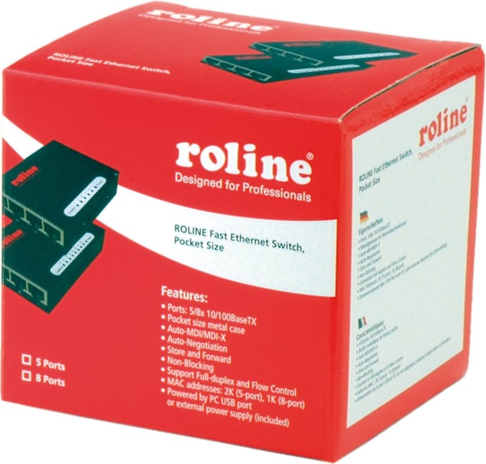 ROLINE Fast Ethernet Switch, Pocket, 5-Poorts