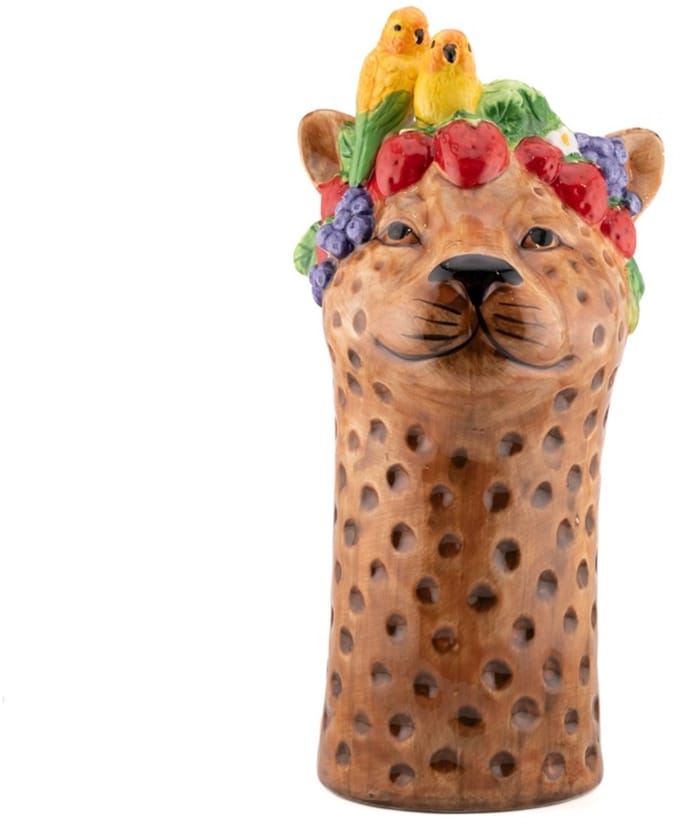 Aardewerk vaas Tropical leopard S