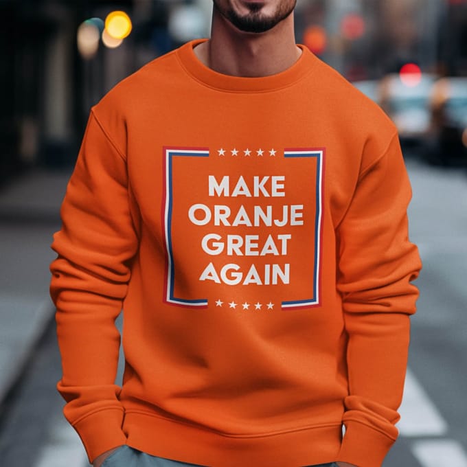 Oranje WK-EK Trui Make Oranje Great Again L