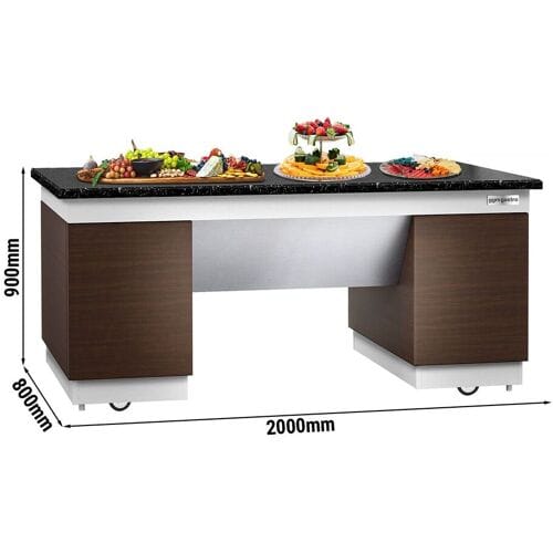 GGM Gastro Neutralelement DUBLIN - 2000mm - schwarze Granit-Arbeitsplatte Bruin / Wit / Zwart