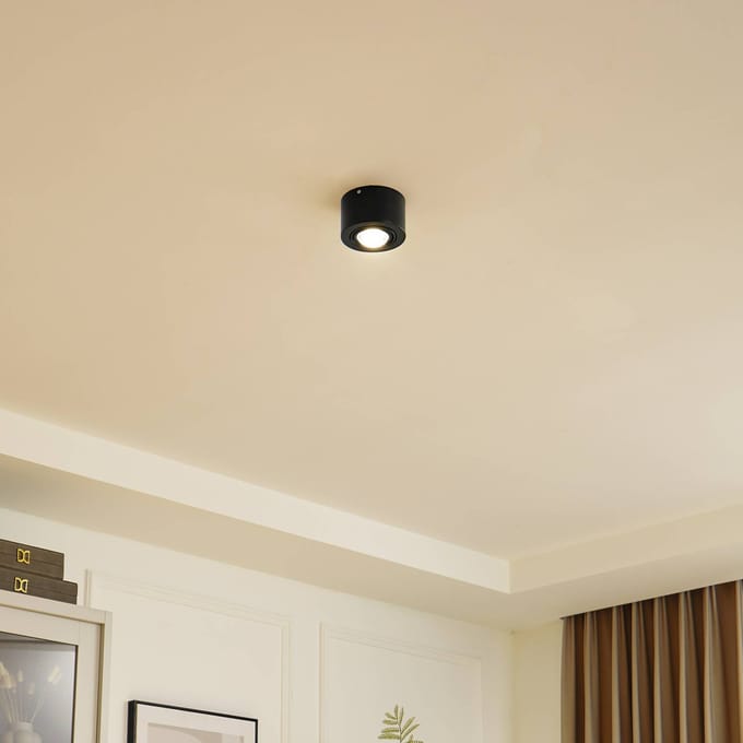 Lindby - plafondlamp - 1licht - IJzer, aluminium - H: 9.4 cm - GX53 - zwart mat