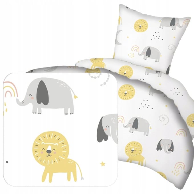 Kinderbeddengoed Katoen Wit Dieren 100x135 cm