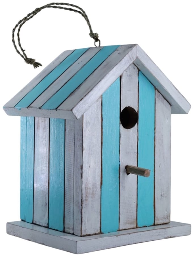 Vogelhuis Ada XL wit/turquoise gestreept