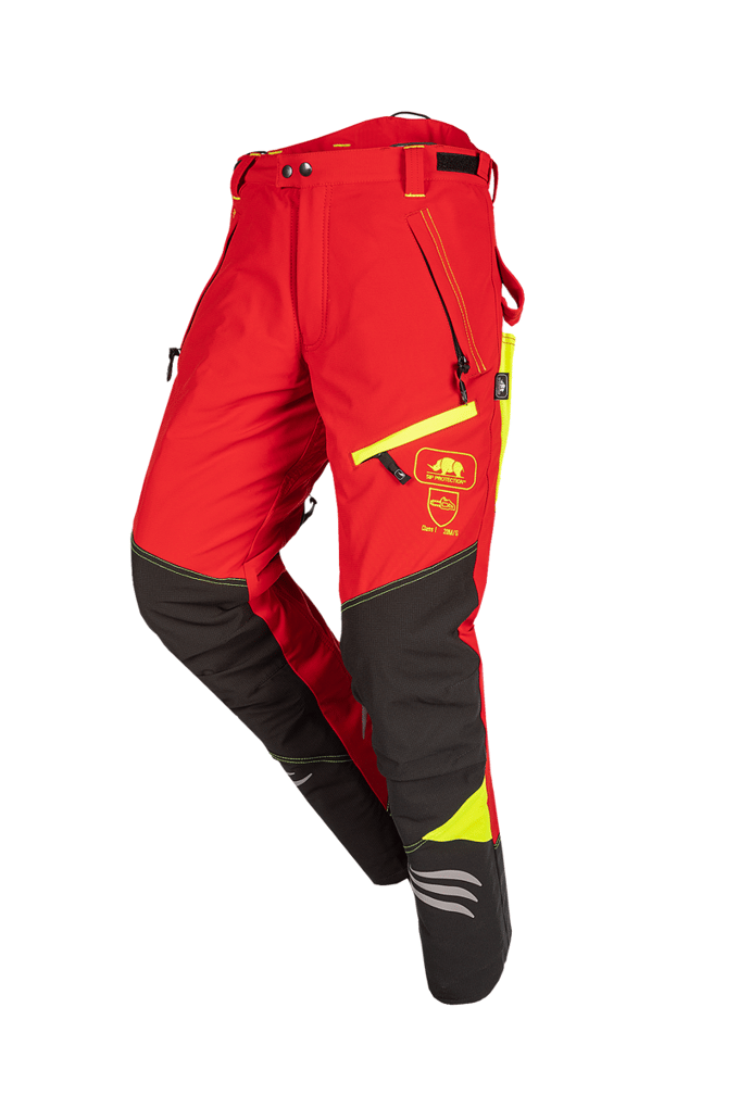 SIP Protection Ninja Kettingzaagbroek, klasse 1 type A - Rood/Fluo Geel - lang - M